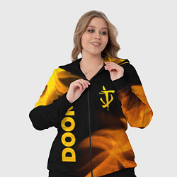 Женский 3D-костюм Doom - gold gradient: надпись, символ, цвет: 3D-черный — фото 2