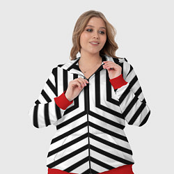Женский 3D-костюм Черно-белые полосы в узоре, цвет: 3D-красный — фото 2