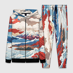 Женский 3D-костюм Пейзаж в Японском стиле, цвет: 3D-черный