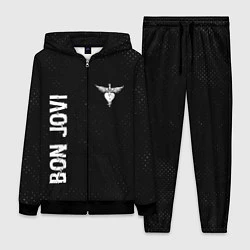 Женский 3D-костюм Bon Jovi glitch на темном фоне: надпись, символ, цвет: 3D-черный