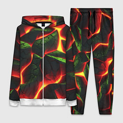 Женский 3D-костюм Зеленые плиты и лава, цвет: 3D-белый