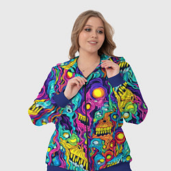 Женский 3D-костюм Кислотные психоделические черепа, цвет: 3D-синий — фото 2