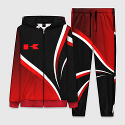 Женский 3D-костюм Кавасаки - красные волны, цвет: 3D-красный