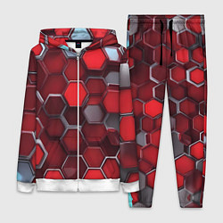 Женский 3D-костюм Cyber hexagon red, цвет: 3D-белый