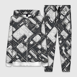 Женский 3D-костюм Полосы Чёрно-белые киберпанк, цвет: 3D-белый