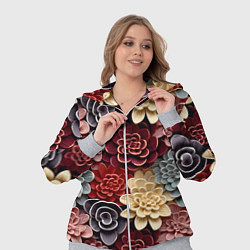 Женский 3D-костюм Объёмные цветы суккулента, цвет: 3D-меланж — фото 2