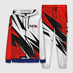 Женский 3D-костюм N7 mass effect - white and red, цвет: 3D-синий