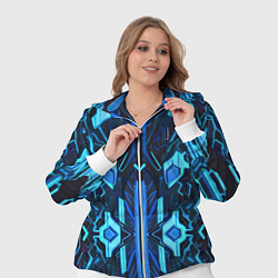 Женский 3D-костюм Киберпанк неоновая броня синяя, цвет: 3D-белый — фото 2