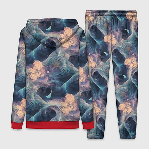 Женский костюм Волнообразная фрактальная абстракция / 3D-Красный – фото 2