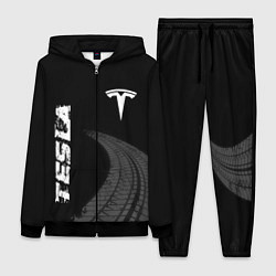 Женский 3D-костюм Tesla speed на темном фоне со следами шин вертикал, цвет: 3D-черный
