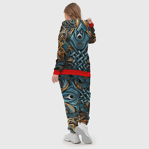 Женский костюм Асимметричный узор в скандинавском стиле / 3D-Красный – фото 5