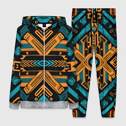 Женский 3D-костюм Геометрический узор в стиле ацтеков, цвет: 3D-меланж