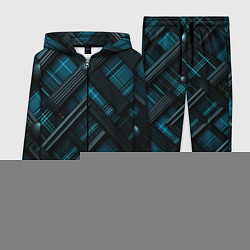 Женский 3D-костюм Тёмно-синяя диагональная клетка в шотландском стил, цвет: 3D-красный