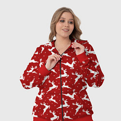Женский 3D-костюм Красный паттерн с новогодними оленями, цвет: 3D-красный — фото 2