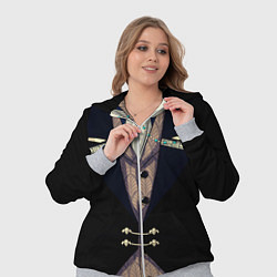 Женский 3D-костюм Фрак тёмный с цепочками и брошью, цвет: 3D-меланж — фото 2