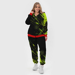 Женский 3D-костюм Зеленая краска на черном фоне, цвет: 3D-красный — фото 2