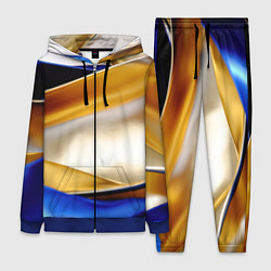 Женский костюм Белая желтая синяя абстракция