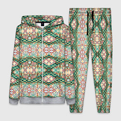 Женский 3D-костюм Орнамент зеленый мелкий икат, цвет: 3D-меланж