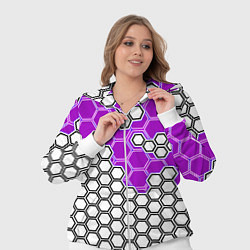 Женский 3D-костюм Фиолетовая энерго-броня из шестиугольников, цвет: 3D-белый — фото 2