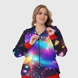 Женский 3D-костюм Абстрактный розово синий фрактал, цвет: 3D-красный — фото 2