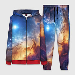 Женский 3D-костюм Оранжевая небула космос, цвет: 3D-красный