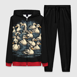 Женский 3D-костюм Утки в пруду, цвет: 3D-красный