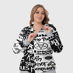 Женский 3D-костюм Логотипы лучших групп черно белый, цвет: 3D-меланж — фото 2