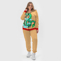 Женский 3D-костюм Зелёный дракон на оранжевой текстуре, цвет: 3D-красный — фото 2