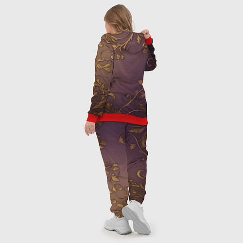 Женский костюм Золотистые узоры на фиолетовом фоне / 3D-Красный – фото 5