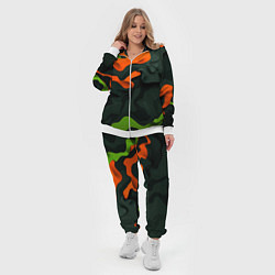 Женский 3D-костюм Зеленые и оранжевые кляксы, цвет: 3D-белый — фото 2
