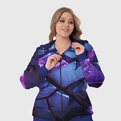 Женский 3D-костюм Фиолетовые неоновые плиты, цвет: 3D-синий — фото 2