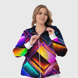 Женский 3D-костюм Цветные стеклянные блоки - неоновый геометричный у, цвет: 3D-белый — фото 2