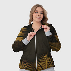 Женский 3D-костюм Тонкие золотые листья на черном фоне, цвет: 3D-меланж — фото 2