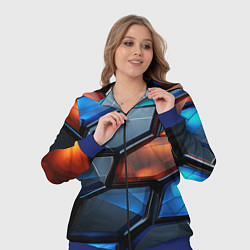 Женский 3D-костюм Прозрачные абстрактные плиты, цвет: 3D-синий — фото 2