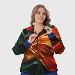 Женский 3D-костюм Оранжевая и зеленый абстракция, цвет: 3D-синий — фото 2