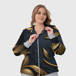 Женский 3D-костюм Лепнина объемные золотые узоры на темном синем фон, цвет: 3D-меланж — фото 2