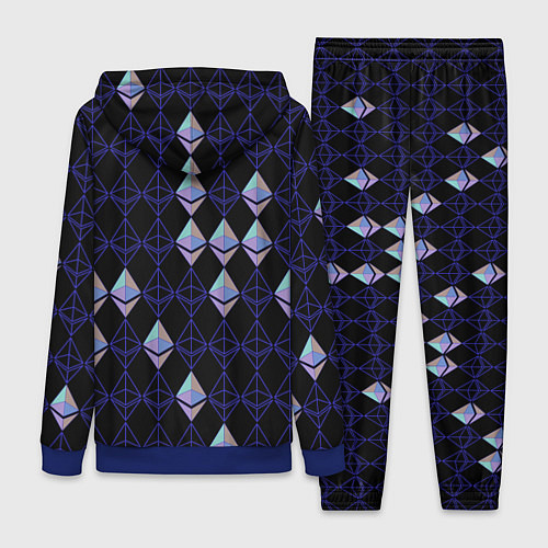 Женский костюм Криптовалюта Ethereum на черном / 3D-Синий – фото 2