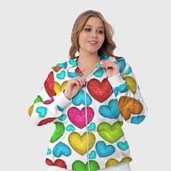 Женский 3D-костюм Сердца нарисованные цветными карандашами, цвет: 3D-белый — фото 2