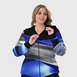 Женский 3D-костюм Серебряная вставка на синей абстракции, цвет: 3D-черный — фото 2