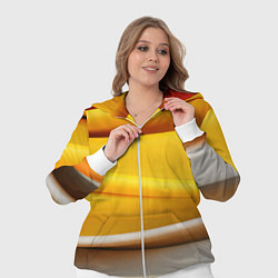 Женский 3D-костюм Желтая абстракция с оранжевой волной, цвет: 3D-белый — фото 2