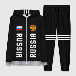 Женский 3D-костюм Россия три полоски на черном фоне, цвет: 3D-меланж