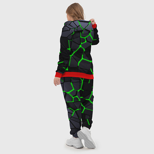 Женский костюм Зеленые плиты киберпанк / 3D-Красный – фото 5