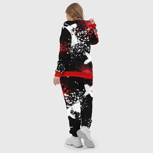 Женский костюм Лексус на фоне граффити и брызг красок / 3D-Красный – фото 5