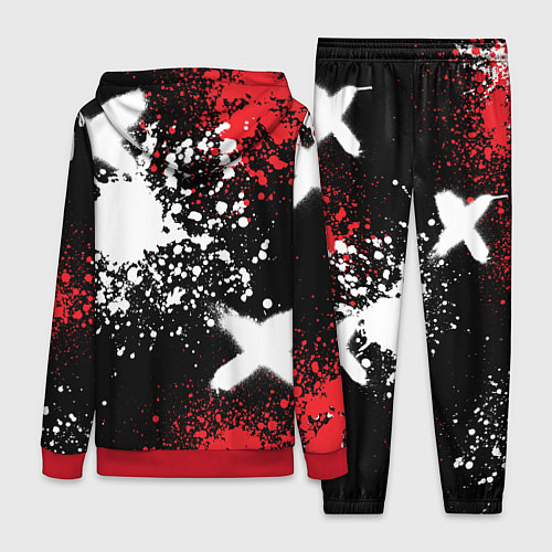 Женский костюм Форд на фоне граффити и брызг красок / 3D-Красный – фото 2