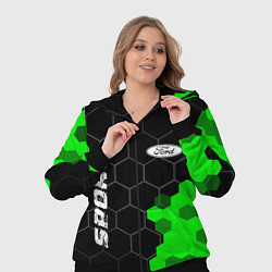 Женский 3D-костюм Ford green sport hexagon, цвет: 3D-черный — фото 2