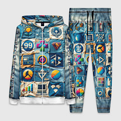 Женский 3D-костюм Пэчворк деним из девяностых, цвет: 3D-белый