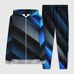 Женский 3D-костюм Темная синяя стильная абстракция на черном фоне, цвет: 3D-меланж
