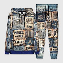Женский 3D-костюм Пэчворк джинсы из Парижа, цвет: 3D-синий