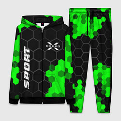 Женский 3D-костюм Exeed green sport hexagon, цвет: 3D-черный