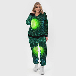 Женский 3D-костюм Червоточина - зеленый водоворот со свечением, цвет: 3D-черный — фото 2